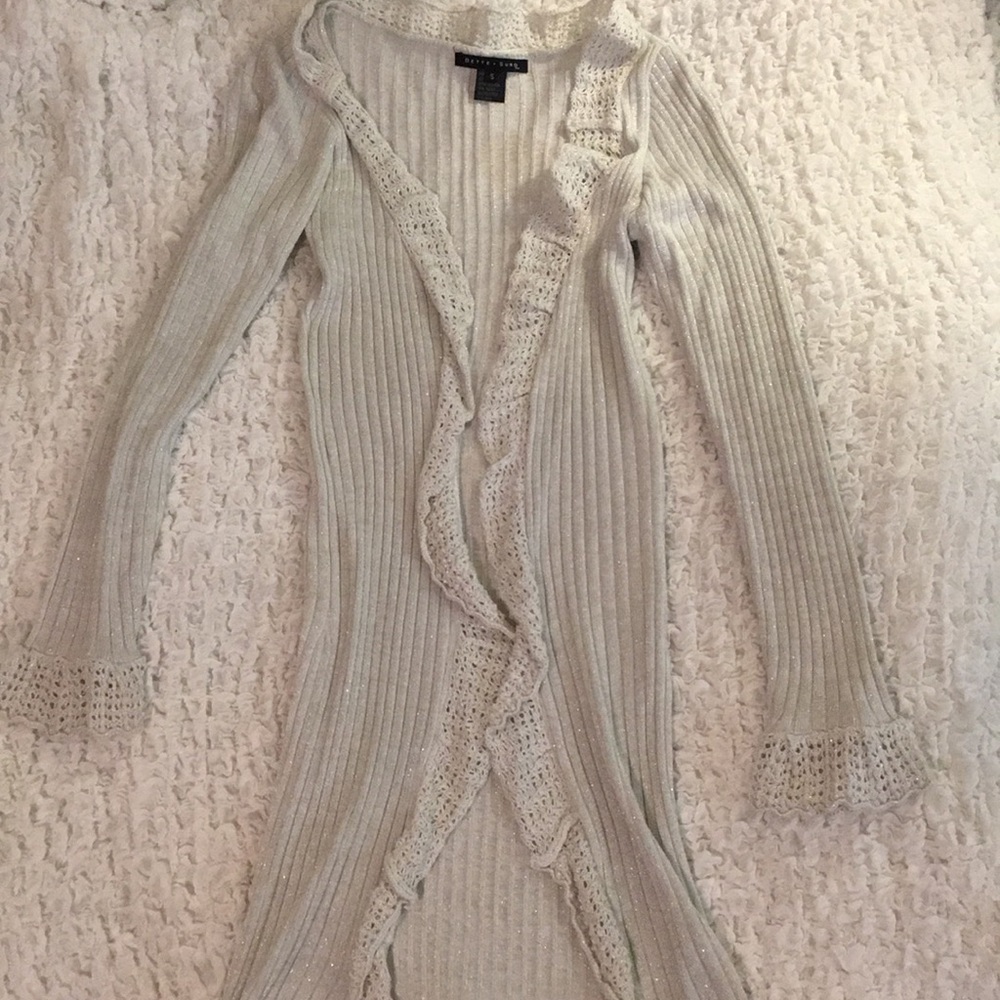 Silver Sparkly Duster Sweater